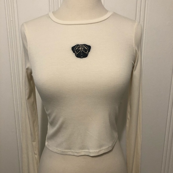 Wild Fable Long Sleeve Pug Crop Top Ivory 
 XS - Picture 3 of 15